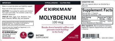 Molybdenum 100 mcg label