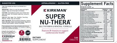 Super Nu-Thera Multivitamin & Mineral Formula label