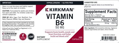 Vitamin B6 50 mg label