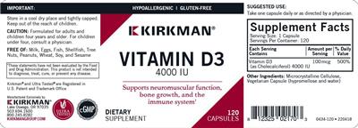 Vitamin D3 4000 IU label