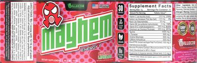 Mayhem Energy Cherry Limeade label