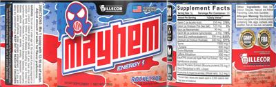 Mayhem Energy Rocket Pop label