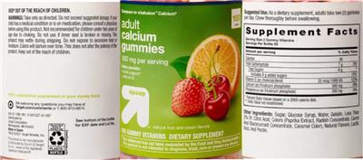 Adults' Calcium Gummies 500 mg label