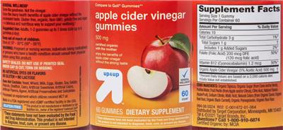 Apple Cider Vinegar Gummies 500 mg label