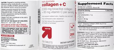 Collagen + C 2,500 mg/60 mg label