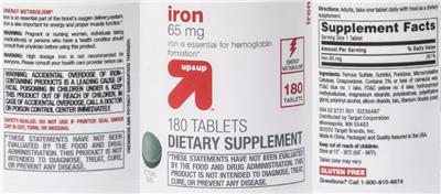 Iron 65 mg label