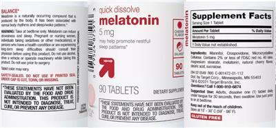 Melatonin 5 mg Quick Dissolve Cherry Flavor label