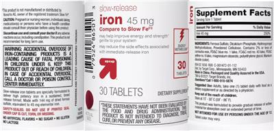 Slow Release Iron 45 mg label