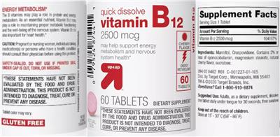 Vitamin B12 2500 mcg Cherry Flavor label