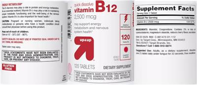Vitamin B12 2,500 mcg Cherry Flavor label