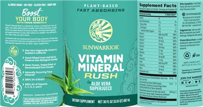 Vitamin Mineral Rush in Aloe Vera Superjuice label