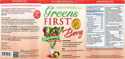 Greens First Berry label