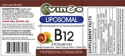 Liposomal B12 Blood Orange Flavor label