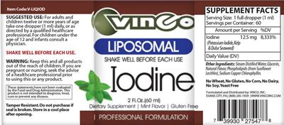 Liposomal Iodine Mint Flavor label