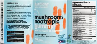 Mushrooms Nootropic Gummy+ label