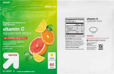 Vitamin C Supplement Drops Citrus Flavored label