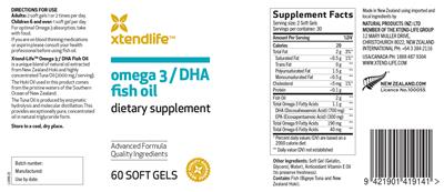 Omega 3/DHA Fish Oil label