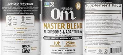 Master Blend Mushrooms & Adaptogens label