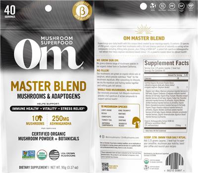 Master Blend Mushrooms & Adaptogens Powder label