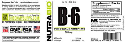 B-6 Pyridoxal 5-Phosphate 100 mg label