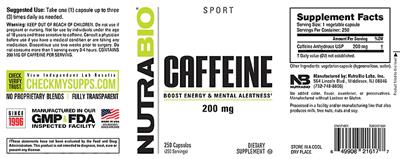 Caffeine 200 mg label