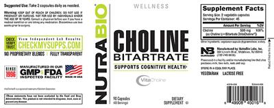 Choline Bitartrate label