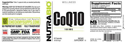 CoQ10 100 mg label
