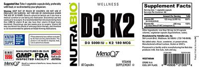 D3 5000 IU K2 180 mcg label