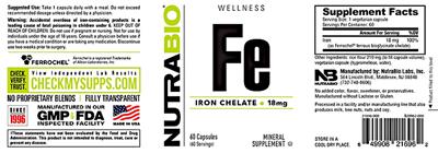 Iron Chelate 18 mg label