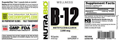 B-12 Methylcobalamin 2000 mcg label