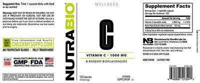 Vitamin C 1000 mg label