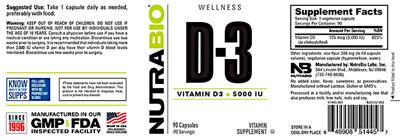 Vitamin D3 5000 IU label
