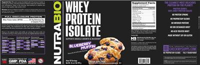 Whey Protein Isolate Blueberry Muffin label
