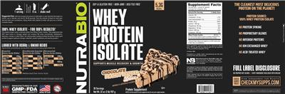 Whey Protein Isolate Chocolate Peanut Butter Bliss label