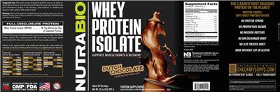 Whey Protein Isolate Dutch Chocolate label