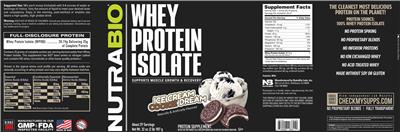 Whey Protein Isolate Ice Cream Cookie Dream label