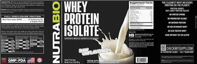 Whey Protein Isolate Raw Unflavored label