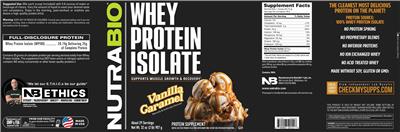 Whey Protein Isolate Vanilla Caramel label