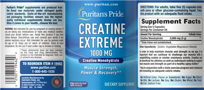 Creatine Extreme Caps 1000 mg label