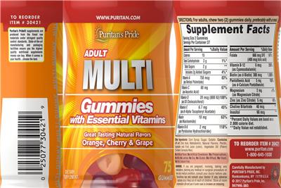 Adult Multi Gummies with Essential Vitamins label