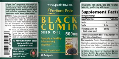 Black Cumin Seed Oil 500mg label