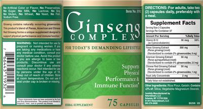 Ginseng Complex label