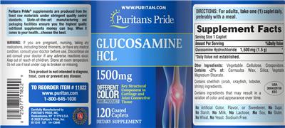 Glucosamine HCl 1500 mg label
