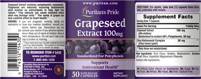 Grapeseed Extract 100 mg label