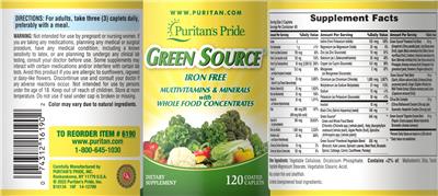 Green Source Iron Free label