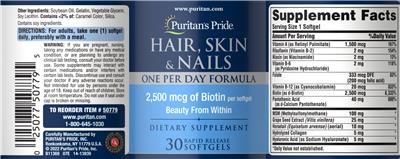 Hair, Skin & Nails label