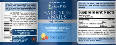 Hair, Skin & Nails label