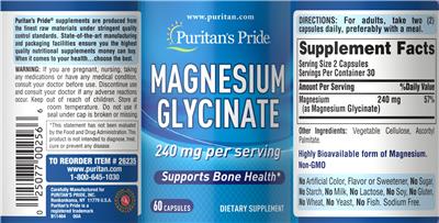 Magnesium Glycinate label
