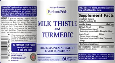 Milk Thistle and Turmeric label