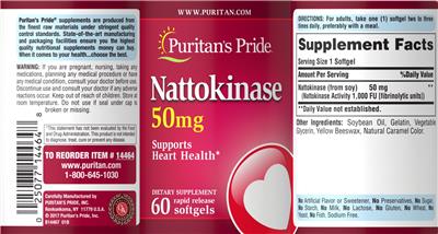 Nattokinase 50 mg label